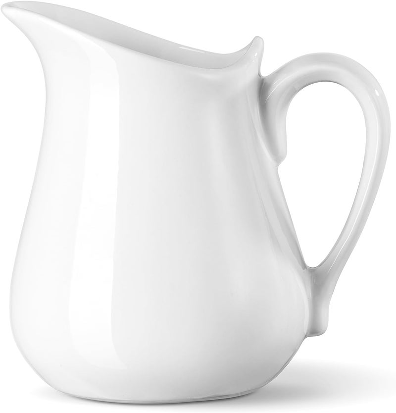 Yedio 17 oz Porcelain Milk Creamer Pitcher with Handle, White Creamer, Microwave & Freezer Safe - Image 1