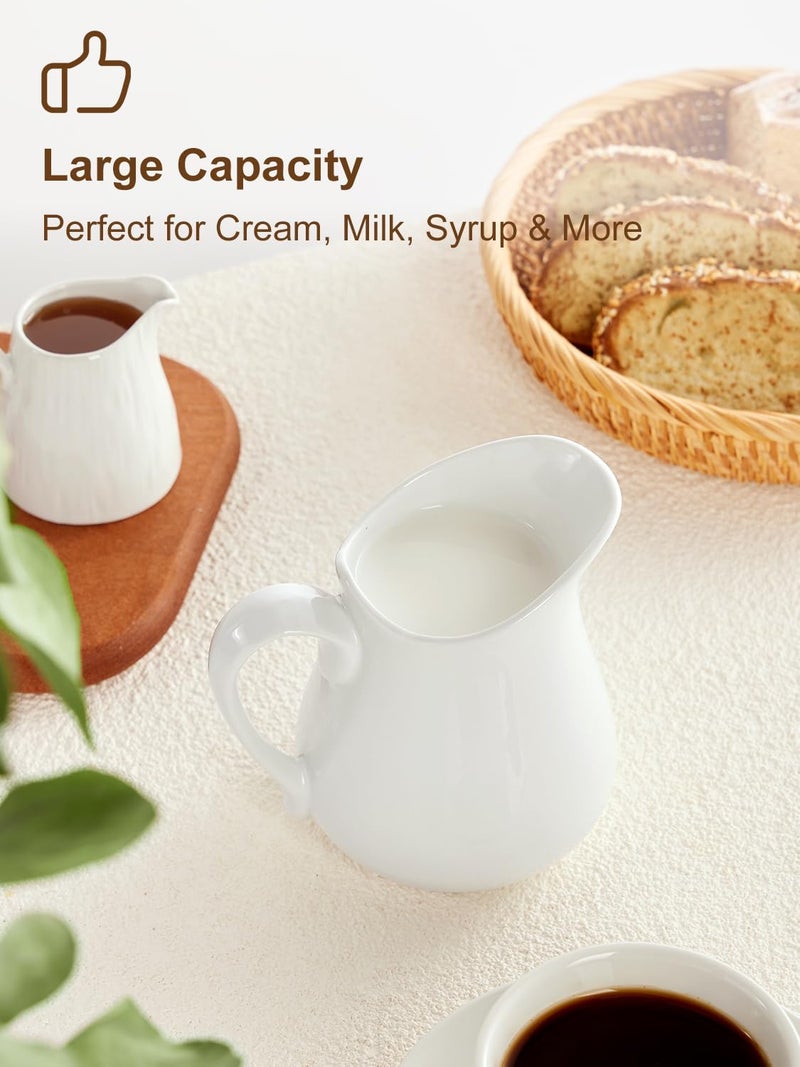Yedio 17 oz Porcelain Milk Creamer Pitcher with Handle, White Creamer, Microwave & Freezer Safe - Image 3