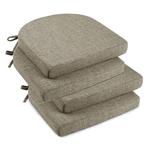 downluxe Indoor Chair Cushions for Dining Chairs Soft and Comfortable Textured Foam Kitchen Chair Pads with Ties and NonSlip Backing 16 x 16 x 2 Khaki 4 Pack