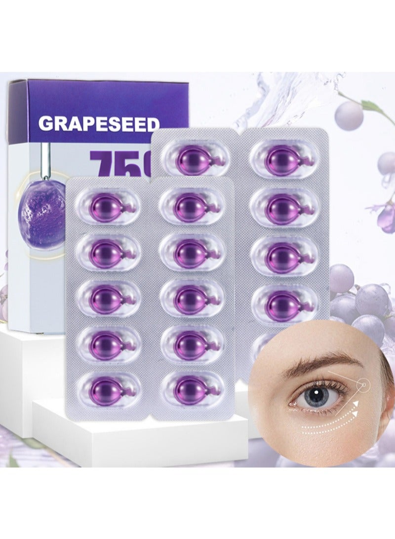 lansiyi Grape Seed Oil Capsules 20 Individual with Grape Seed Oil and Hyaluronic Acid,Anti-Aging Eye Capsules and Instant Lift,Reduces Fine Lines,Wrinkles and Dark Circles,Refreshing Texture  - Image 1