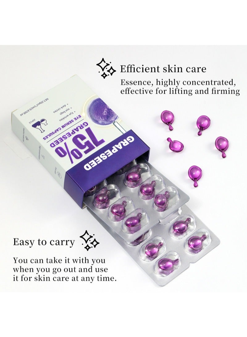 lansiyi Grape Seed Oil Capsules 20 Individual with Grape Seed Oil and Hyaluronic Acid,Anti-Aging Eye Capsules and Instant Lift,Reduces Fine Lines,Wrinkles and Dark Circles,Refreshing Texture  - Image 3