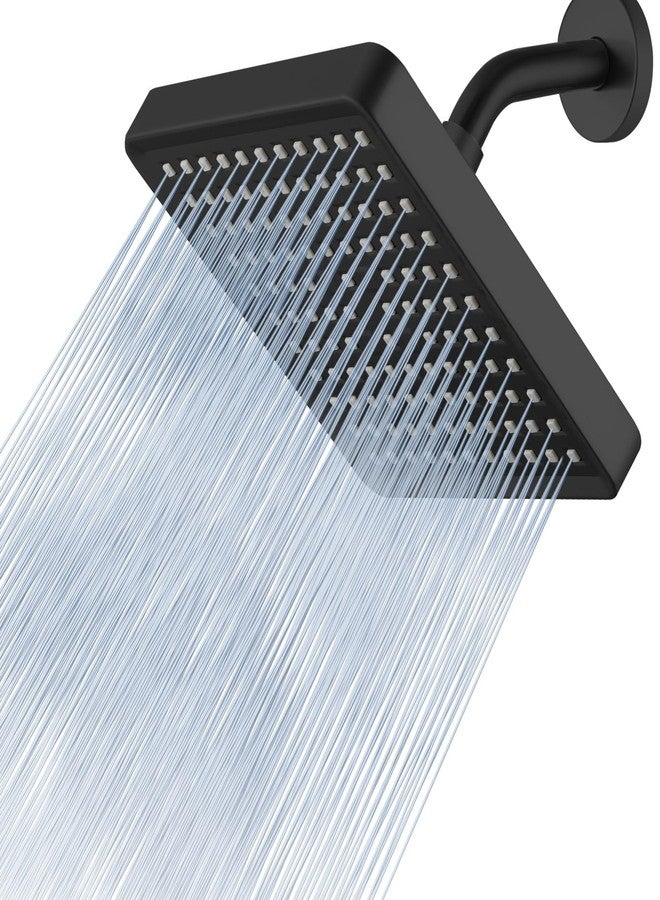 Voolan High Pressure Rain Shower Head - Luxury Modern Look - The Adjustable Replacement For Your Bathroom Showerhead - 6" Square High Flow Pressure Boosting Showers (Matte Black) - Image 1