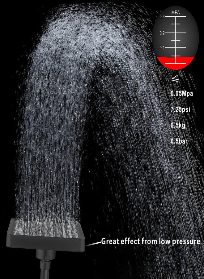Voolan High Pressure Rain Shower Head - Luxury Modern Look - The Adjustable Replacement For Your Bathroom Showerhead - 6" Square High Flow Pressure Boosting Showers (Matte Black) - Image 2