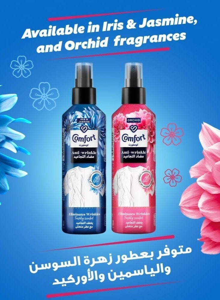 Comfort Anti-wrinkle Spray for clothes, Iris and Jasmine, eliminates wrinkles without iron or steamer and freshly scented, 200ml - Image 2