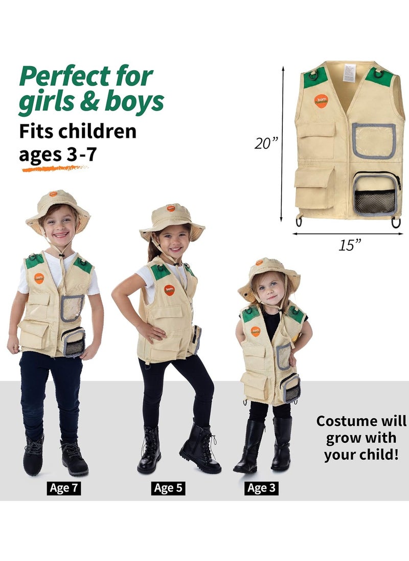 Born Toys Explorer Kit for Kids Children's Toy with Washable Premium Backyard Safari Vest and Adventure kit or Paleontologist Costume Full Kids Explorer Set  - Image 2