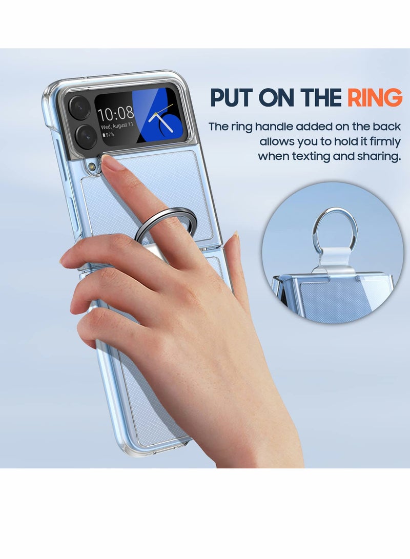 Samsung Galaxy Z Flip 4 Clear Case with Ring, Transparent Anti-Scratch Full-Body Shockproof Protective Case for Galaxy Z Flip 4 5G (2022) - Crystal Clear - Image 5