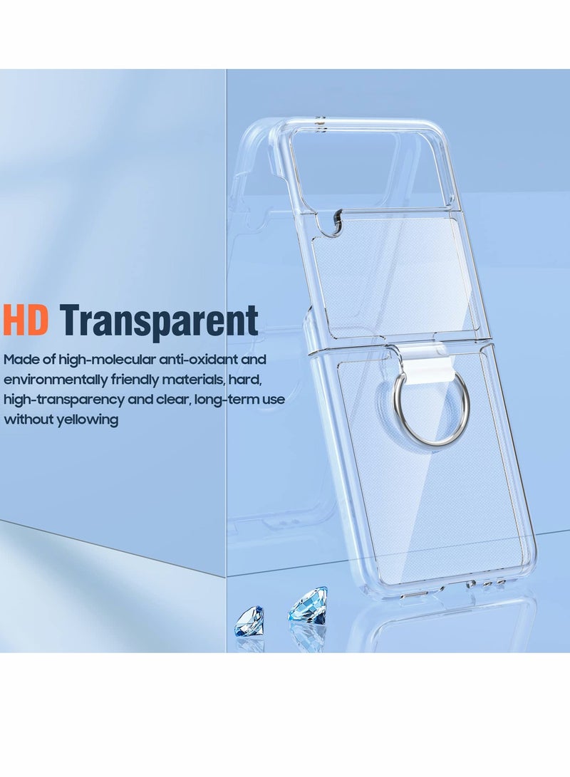 Samsung Galaxy Z Flip 4 Clear Case with Ring, Transparent Anti-Scratch Full-Body Shockproof Protective Case for Galaxy Z Flip 4 5G (2022) - Crystal Clear - Image 3