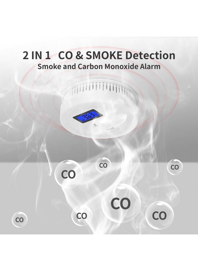 OLUNCLE 4-Pack,Smoke and Carbon Monoxide Detector,2 in 1 CO & Smoke Alarm,Carbon Monoxide Detectors,Smoke Detector,85dB in Alarm,LCD Screen,Easy to Install  - Image 2
