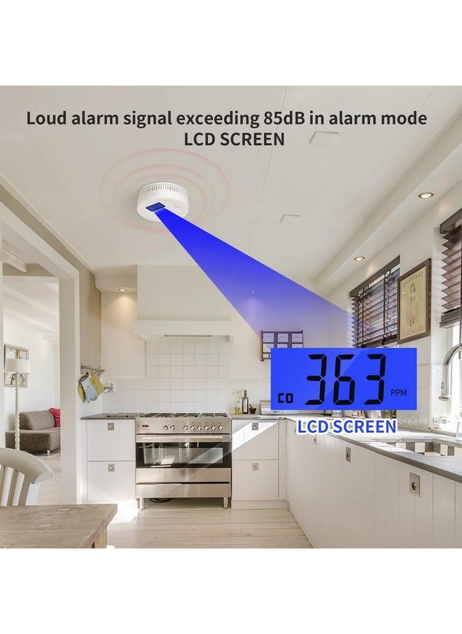 OLUNCLE 4-Pack,Smoke and Carbon Monoxide Detector,2 in 1 CO & Smoke Alarm,Carbon Monoxide Detectors,Smoke Detector,85dB in Alarm,LCD Screen,Easy to Install  - Image 3