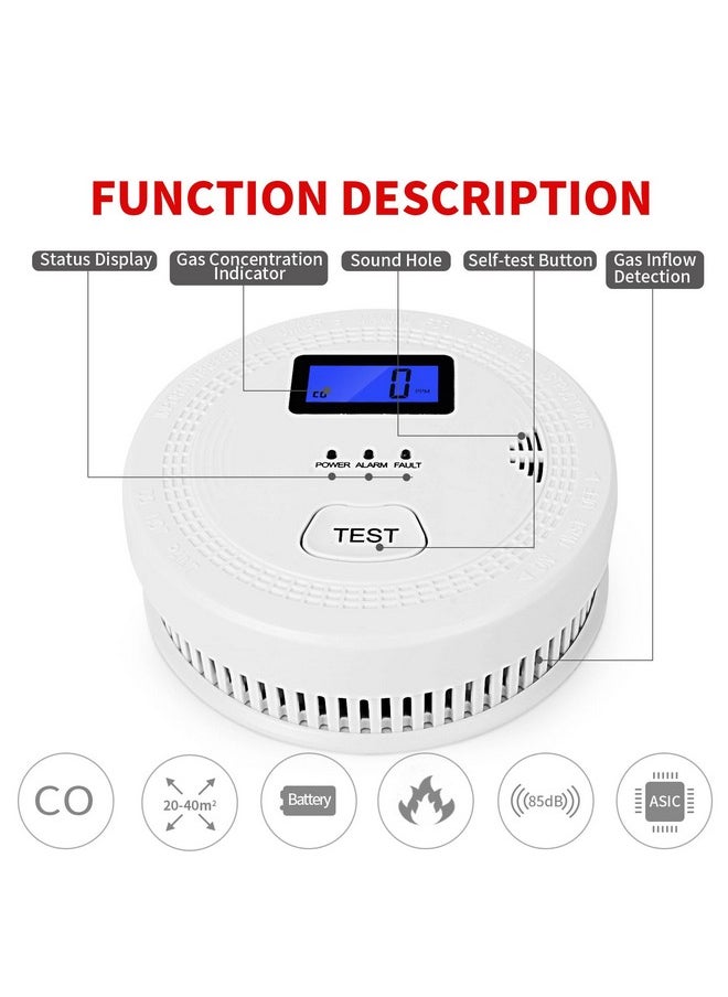 OLUNCLE 4-Pack,Smoke and Carbon Monoxide Detector,2 in 1 CO & Smoke Alarm,Carbon Monoxide Detectors,Smoke Detector,85dB in Alarm,LCD Screen,Easy to Install  - Image 4