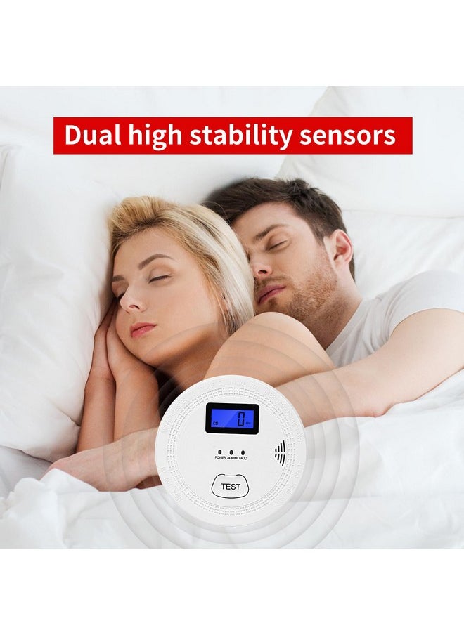 OLUNCLE 4-Pack,Smoke and Carbon Monoxide Detector,2 in 1 CO & Smoke Alarm,Carbon Monoxide Detectors,Smoke Detector,85dB in Alarm,LCD Screen,Easy to Install  - Image 1