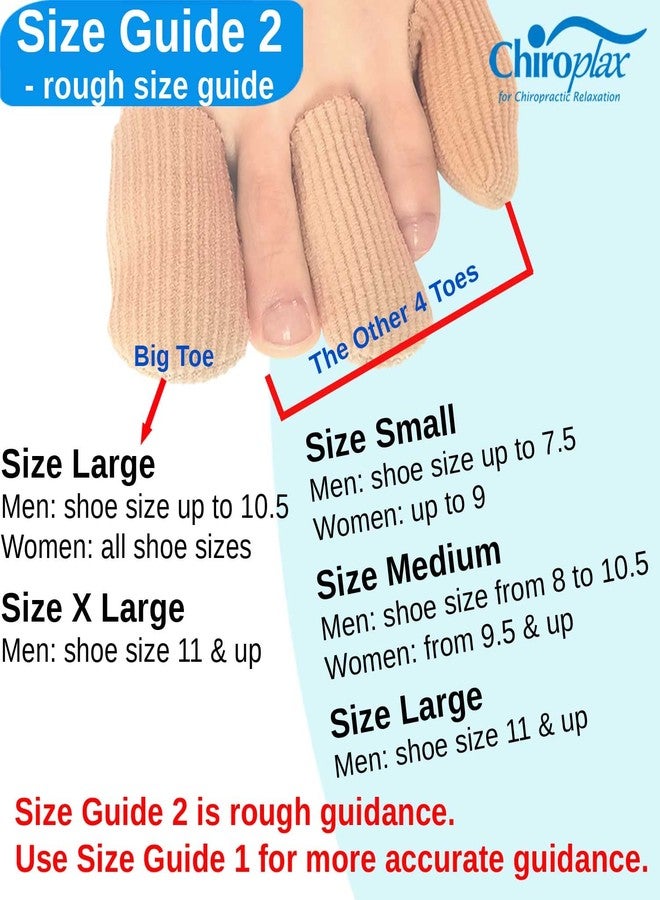 Chiroplax Toe Caps Sleeves Cushions Protectors Tubes Fabric & Gel Lining Finger Toe Separator for Bunion, Hammer Toe, Callus, Corn, Blister (X-Large, 5 Pack) - Image 3
