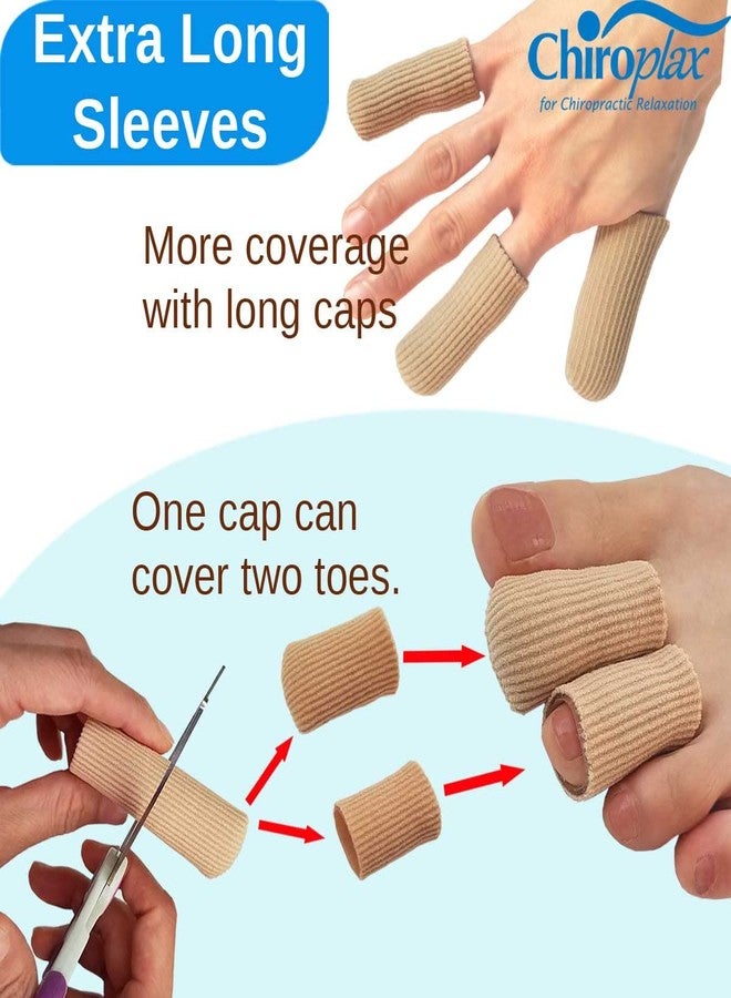 Chiroplax Toe Caps Sleeves Cushions Protectors Tubes Fabric & Gel Lining Finger Toe Separator for Bunion, Hammer Toe, Callus, Corn, Blister (X-Large, 5 Pack) - Image 5