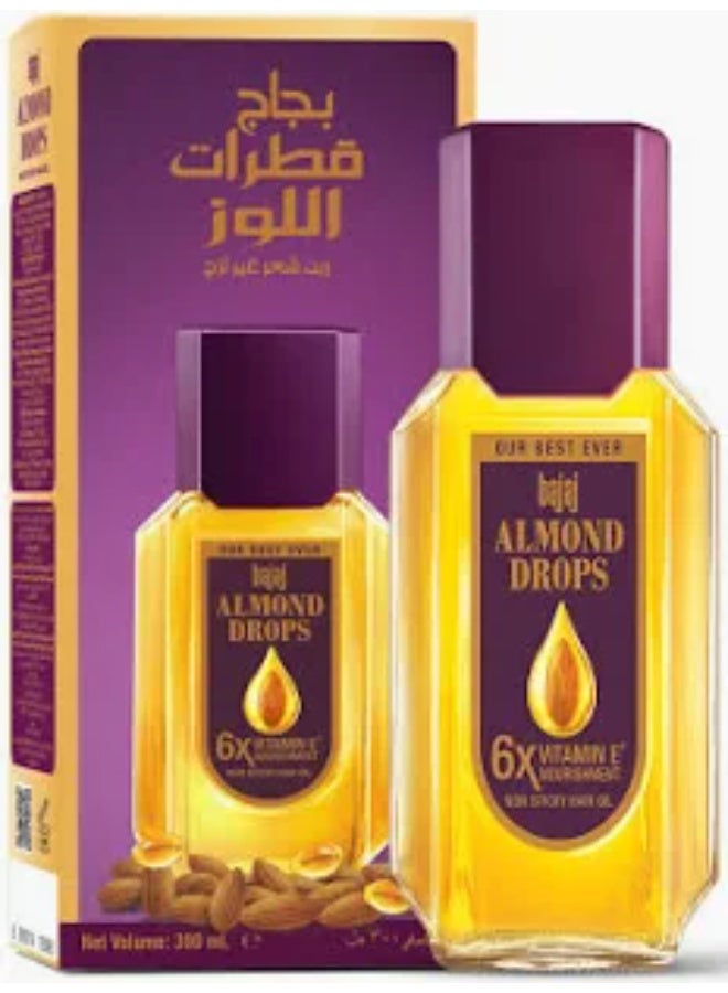 Bajaj Almond Drops Non Sticky Hair Oil For Reduced Hair Fall 300ml - Image 1