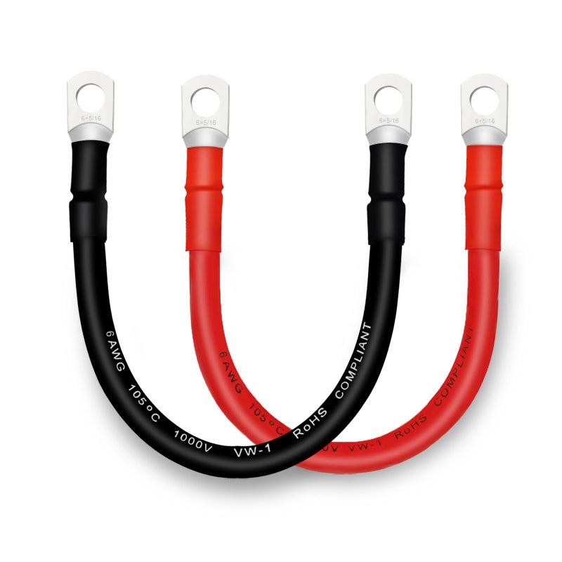QIATOL Battery Cable 6 AWG Battery Cables with Terminals 2PCS Copper Battery Cables1FT - Image 3
