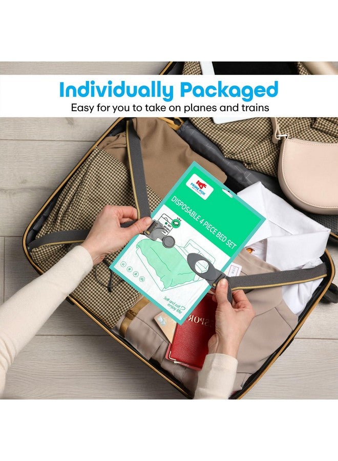 PRIME PICK أوراق سرير قابلة للتصرف بحجم مناسب مع غطاء لحاف وغطاء وسادة للفنادق والسفر والمستشفيات - 4 قطع - Image 3