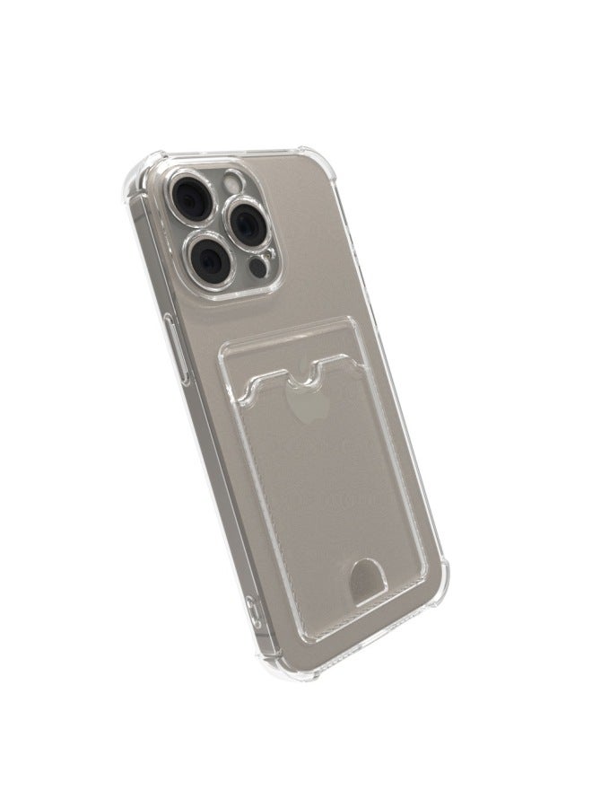Applicable To IPhone 15 Pro Max Mobile Phone Case With Push Card Holder Apple 15 Pro Max Drop-resistant Protective Case-Color:Transparent Purple-Applicable Model:IP 12 Pro 6.1