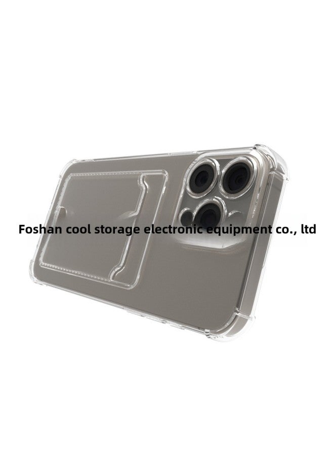 Applicable To IPhone 15 Pro Max Mobile Phone Case With Push Card Holder Apple 15 Pro Max Drop-resistant Protective Case-Color:Transparent Purple-Applicable Model:IP 12 Pro 6.1
