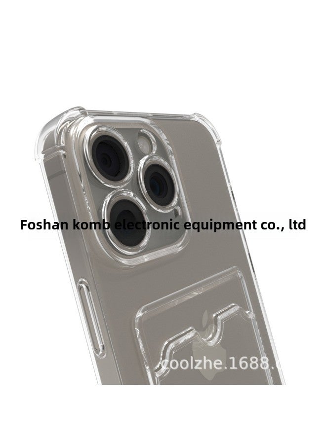 Applicable To IPhone 15 Pro Max Mobile Phone Case With Push Card Holder Apple 15 Pro Max Drop-resistant Protective Case-Color:Transparent Purple-Applicable Model:IP 12 Pro 6.1