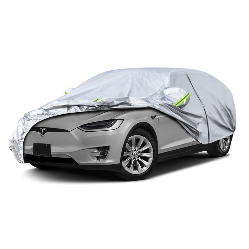 Koukou SUV Car Cover Custom Fit Tesla Model X from 2015 to 2025Waterproof Car Cover All Weather for Automobiles Outdoor Indoor with Zipper Door Sun Rain Dust Snow Protection