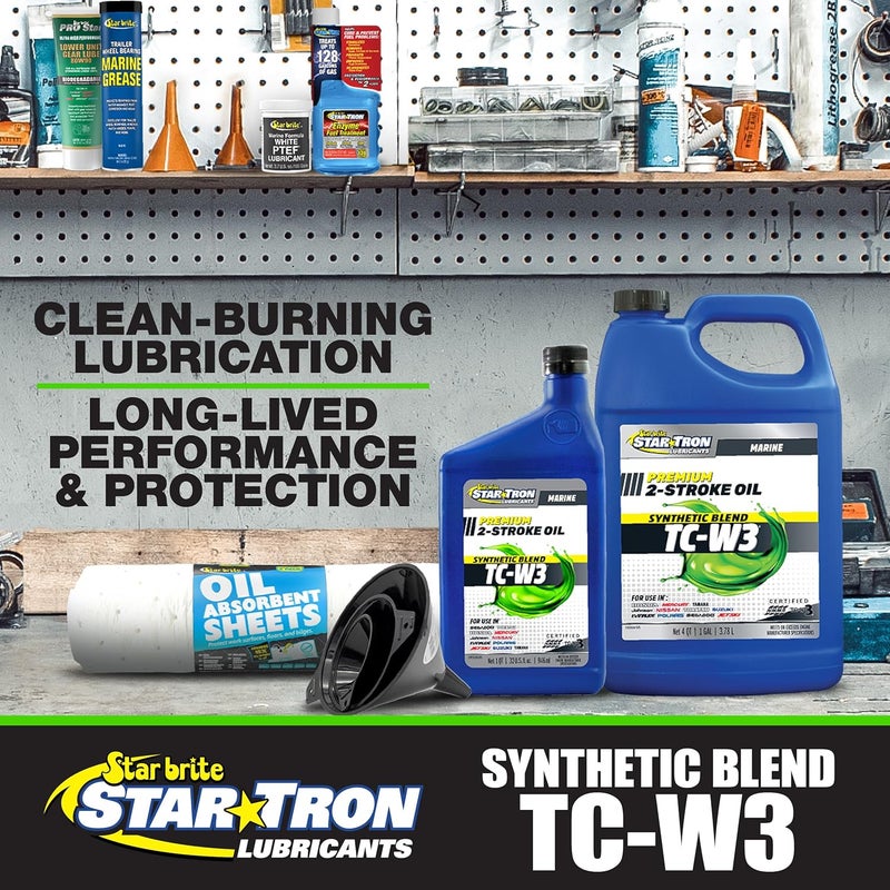 Star Brite زيت محرك ستار برايت ستار ترون بريميوم 2Cycle تركيبة صناعية TCW3 مثالي لجميع محركات القوارب الخارجية والمركبات المائية عالية الأداء 32 أونصة ربع 019232 - Image 3