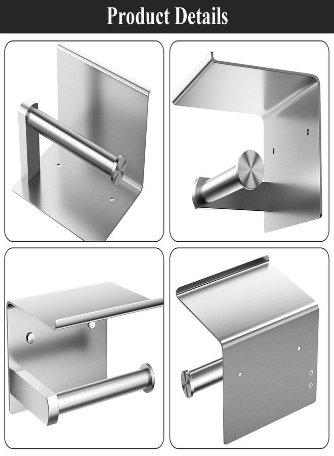 Tindbea Toilet Paper Holder with Phone Shelf, Adhesive or Screw Wall Mount Toilet Tissue Roll Holder, Rustproof & Multifunctional Stainless Steel Bathroom Storage Dispenser (Brushed Nickel) - Image 5