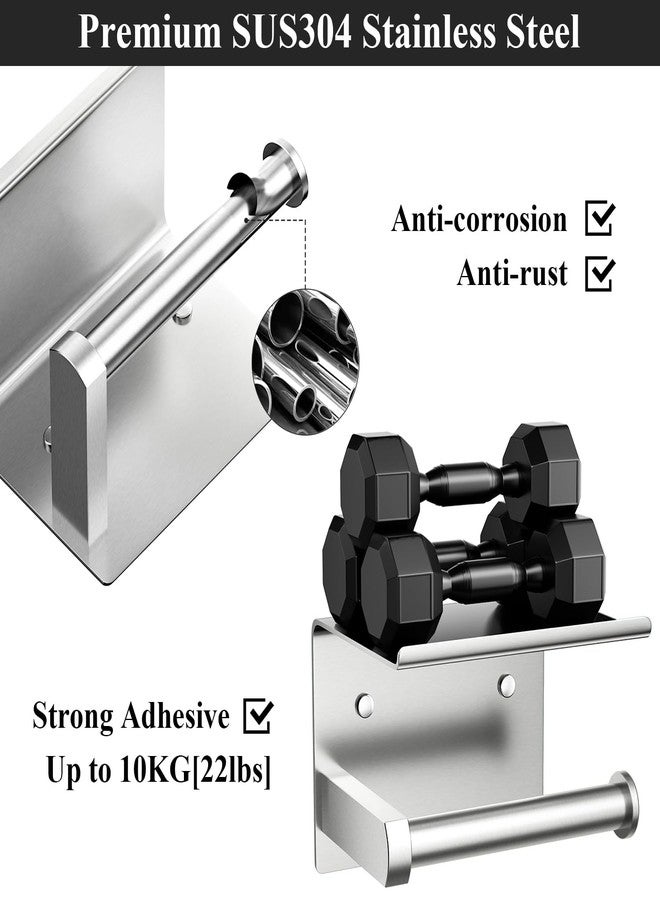 Tindbea Toilet Paper Holder with Phone Shelf, Adhesive or Screw Wall Mount Toilet Tissue Roll Holder, Rustproof & Multifunctional Stainless Steel Bathroom Storage Dispenser (Brushed Nickel) - Image 4