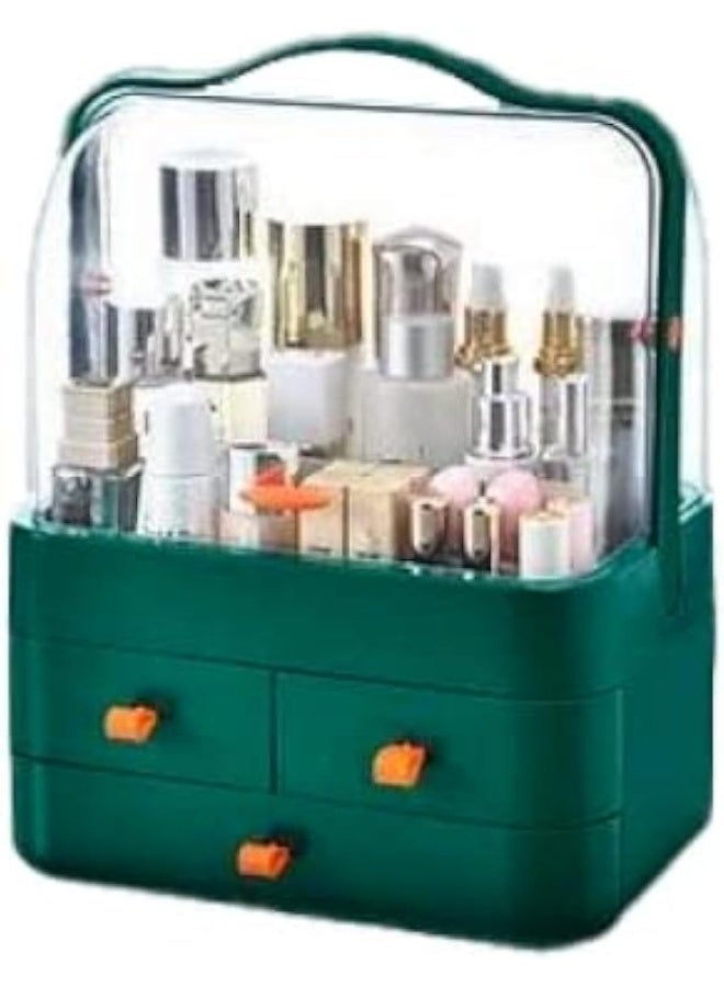 صندوق مكياج منظم مجوهرات صندوق حامل أقراط منظم للنساء والفتيات صندوق منظم مستحضرات التجميل مع غطاء صناديق عرض المكياج، منظمات العناية بالبشرة - Image 1