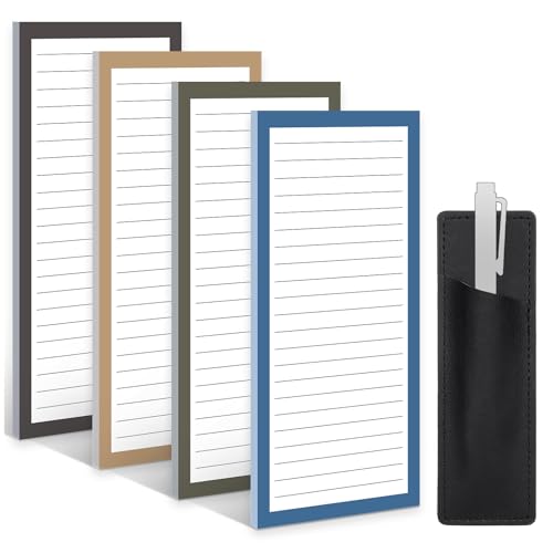 Thboxes 4 Pack Magnetic Note Pad for Fridge with Pen Holder, Totally 200 Sheets Magnetic To Do List, Grocery List, Shopping List, Memo Pads for Refrigerator（Dark Color） - Image 1