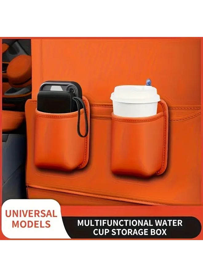 Universal Car Cup Holder Trash Can Multi Functional Organizer White For Water Bottles Phones Keys Chargers Stable Non Slip Anti Tipping Emergency Brake - Image 1