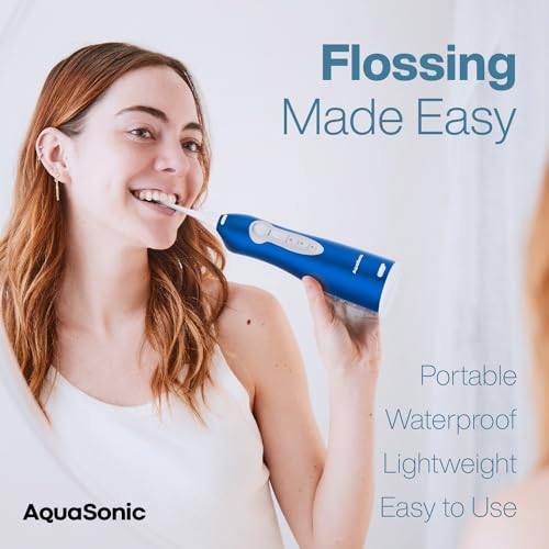 Aquasonic جهاز تنظيف الأسنان بالماء AquaSonic - جهاز تنظيف الأسنان بالماء القابل لإعادة الشحن بدون سلك - جهاز تنظيف الأسنان بالماء المقاوم للماء، جهاز ري فموي محمول لتنظيف الأسنان مع 5 رؤوس نفاثة - مناسب للاستخدام في المنزل والسفر - Image 2