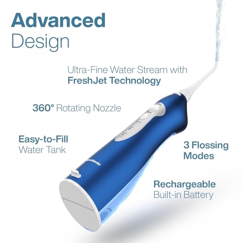 Aquasonic جهاز تنظيف الأسنان بالماء AquaSonic - جهاز تنظيف الأسنان بالماء القابل لإعادة الشحن بدون سلك - جهاز تنظيف الأسنان بالماء المقاوم للماء، جهاز ري فموي محمول لتنظيف الأسنان مع 5 رؤوس نفاثة - مناسب للاستخدام في المنزل والسفر - Image 4