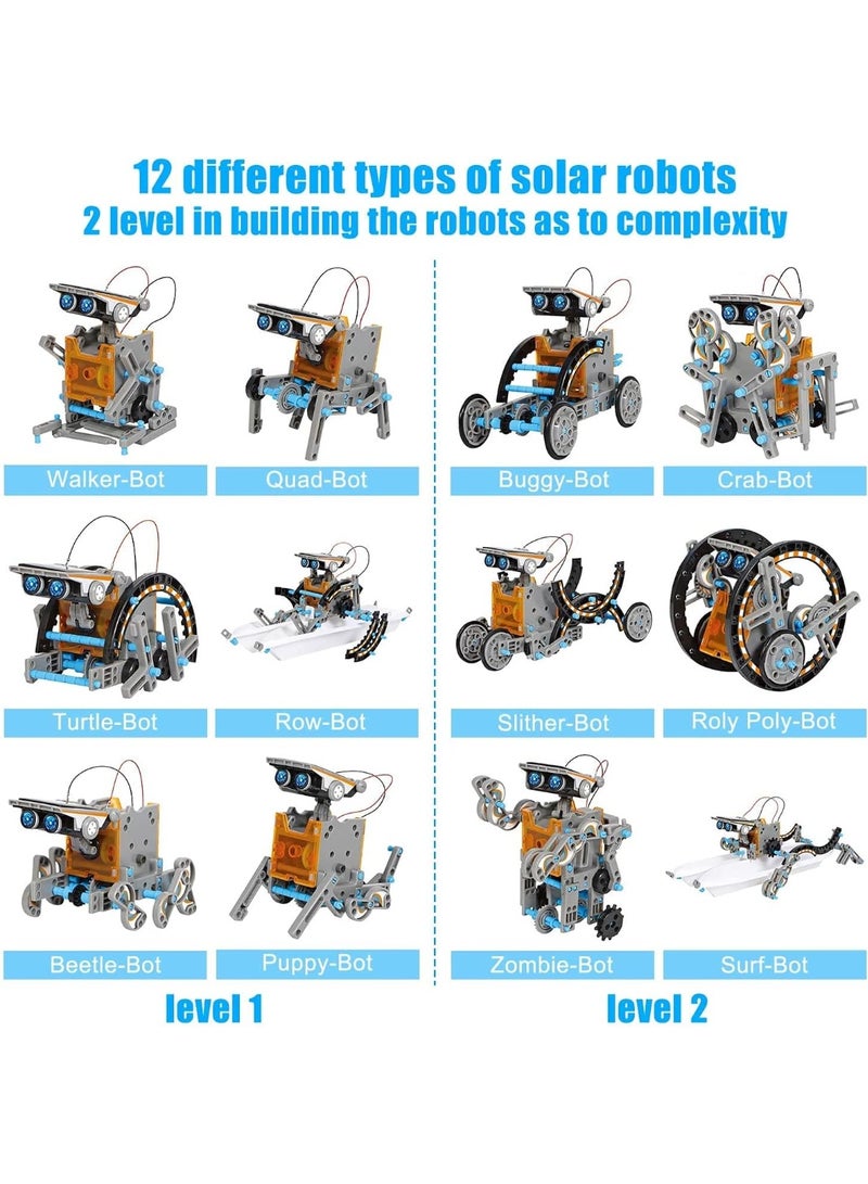 VUCATIN 12-in-1 Science Solar Robot Kit for Kids STEM Educational DIY Solar Powered Building Toys Experiment Set for Boys and Girls (190 Parts) - Image 2