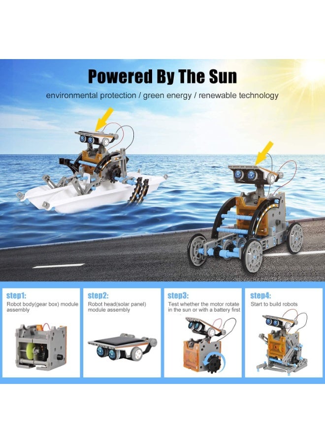 VUCATIN 12-in-1 Science Solar Robot Kit for Kids STEM Educational DIY Solar Powered Building Toys Experiment Set for Boys and Girls (190 Parts) - Image 3