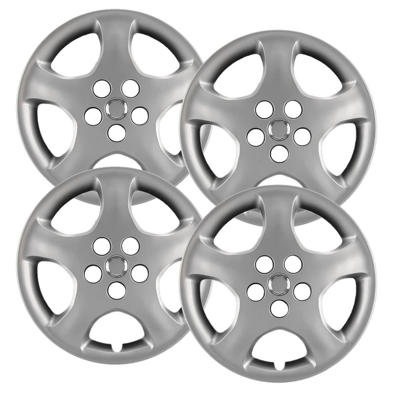 Hubcapscom Premium Quality 15 Silver Hubcaps Wheel Covers fits Toyota Corolla Heavy Duty Construction Set of 4