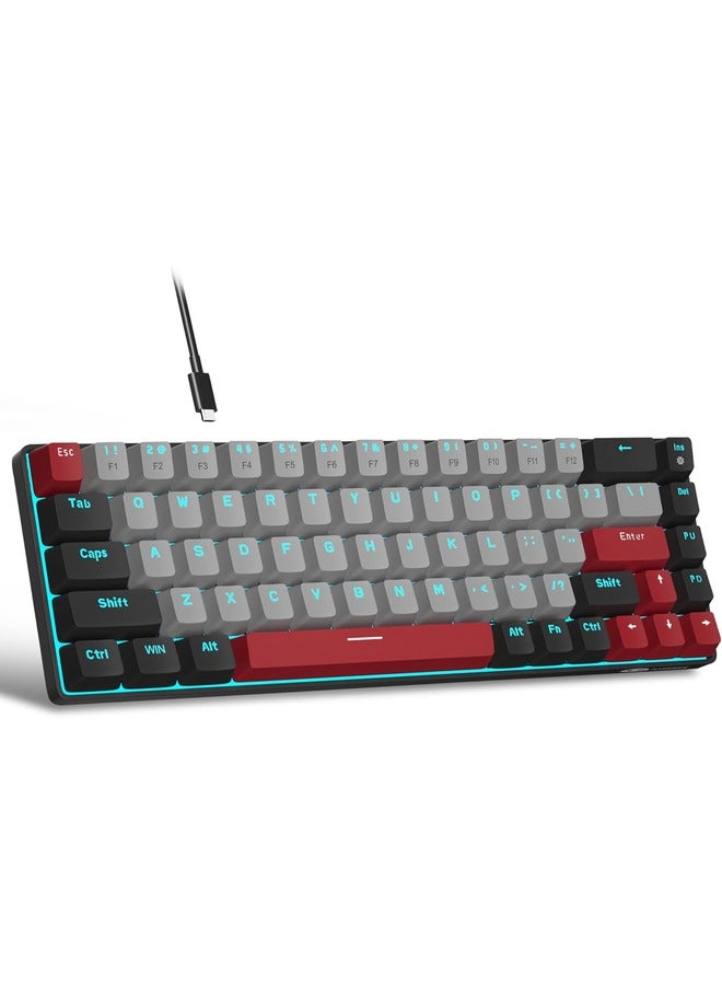 MageGee Mechanical Gaming Keyboard 60%,LED Backlit Keyboard, 68 Keys Mini Wired |Brown Switch | Grey/Black - Image 1
