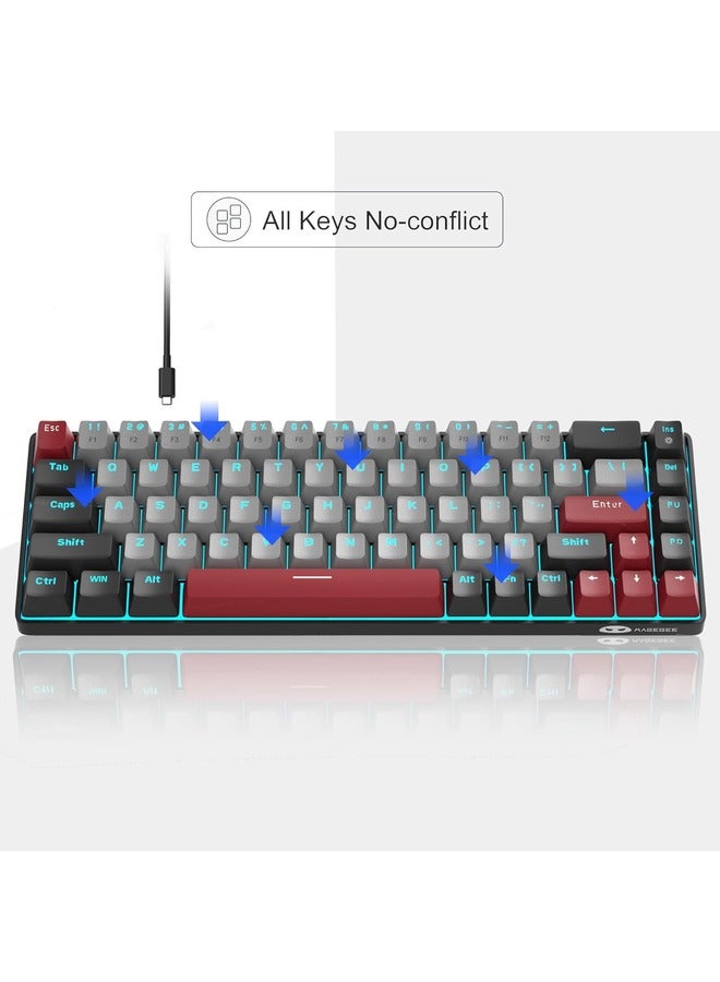 MageGee Mechanical Gaming Keyboard 60%,LED Backlit Keyboard, 68 Keys Mini Wired |Brown Switch | Grey/Black - Image 4
