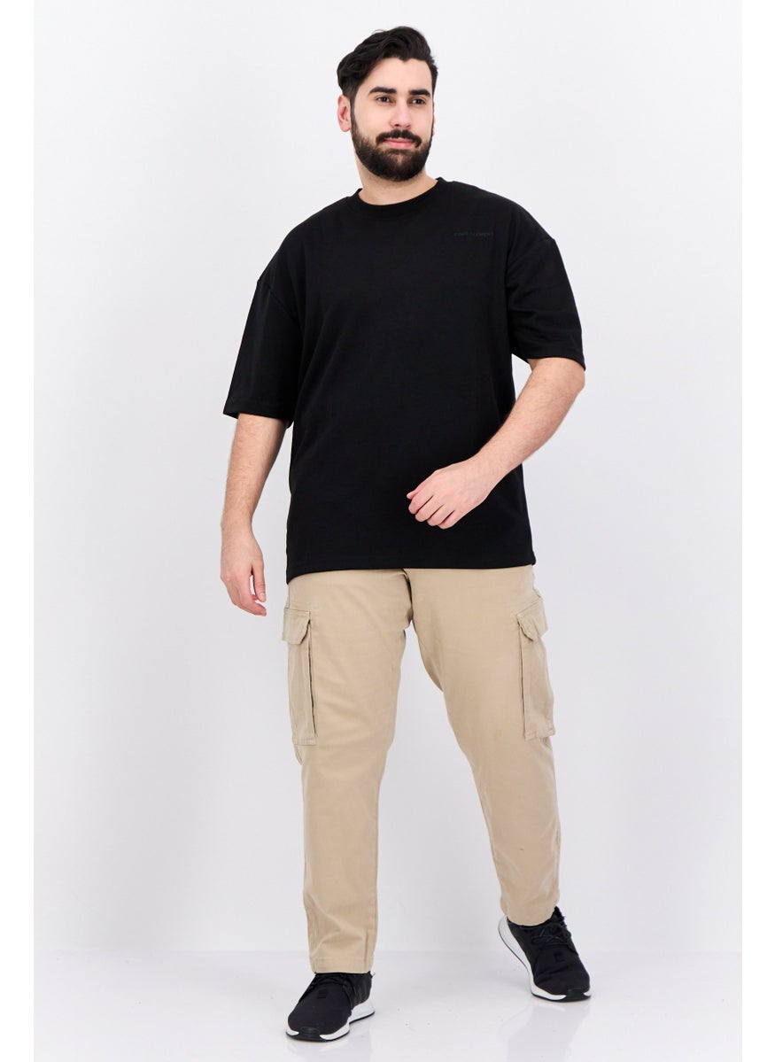 Core Elements - Men Crew Neck Short Sleeves Brand Logo T-Shirt, Black - Image 1