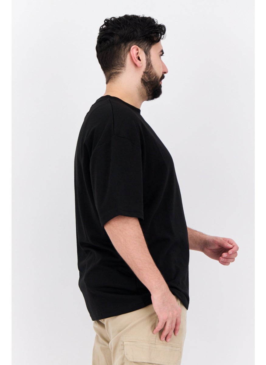 Core Elements - Men Crew Neck Short Sleeves Brand Logo T-Shirt, Black - Image 1