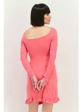 MANGO Women Plain Mini Dress, Pink  - Image 3
