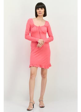 MANGO Women Plain Mini Dress, Pink  - Image 4