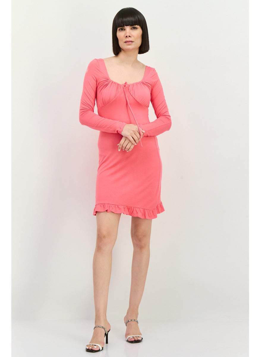 MANGO Women Plain Mini Dress, Pink  - Image 4