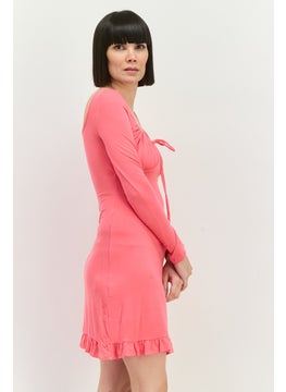 MANGO Women Plain Mini Dress, Pink  - Image 2