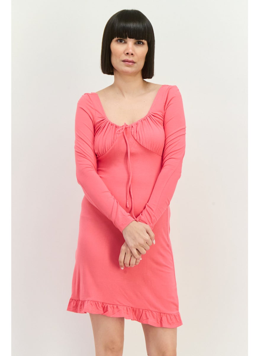 MANGO Women Plain Mini Dress, Pink  - Image 1