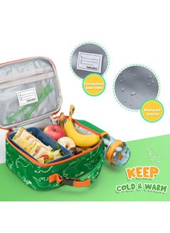 WAWSAM Dinosaur Lunch Boxes for Boys - Insulated Kids Lunch Box for Boys Toddler Lunch Bag for Preschool School Kindergarten Elementary Primary Picnic Thermal Lunch Bag with Handle and Bottle Pocket  - Image 5