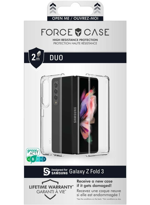 Force Case Samsung G Z Fold 3 Dual DUO Reinforced Case Lifetime Warranty Transparent