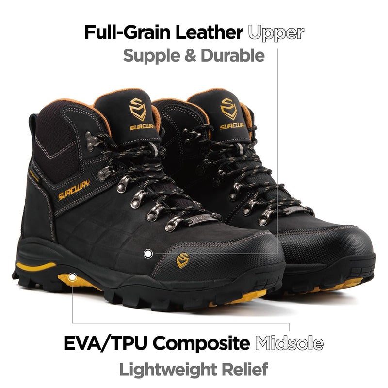 SUREWAY Men's Waterproof Steel/Soft Toe 6" Work Boot, Slip Resistant Leather Ankle Safety Boot for Construction,Roofing & Hunting,Comfort & Durability - Image 5