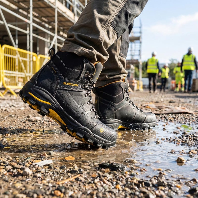 SUREWAY Men's Waterproof Steel/Soft Toe 6" Work Boot, Slip Resistant Leather Ankle Safety Boot for Construction,Roofing & Hunting,Comfort & Durability - Image 3