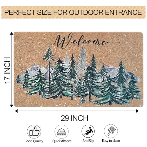 FGSS Christmas-Welcome Door-Mats Coir-Doormats - Non-Slip Front Door Mat Seasonal Winter Christmas Holiday Doormat for Indoor Outdoor Entrance Decor 17 X 29 Inch - Image 2