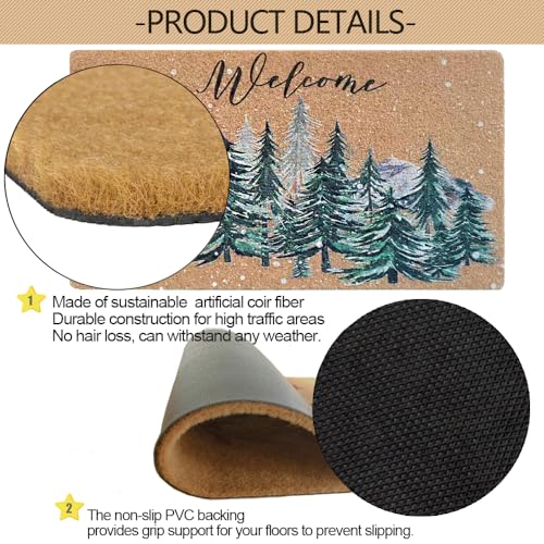 FGSS Christmas-Welcome Door-Mats Coir-Doormats - Non-Slip Front Door Mat Seasonal Winter Christmas Holiday Doormat for Indoor Outdoor Entrance Decor 17 X 29 Inch - Image 3